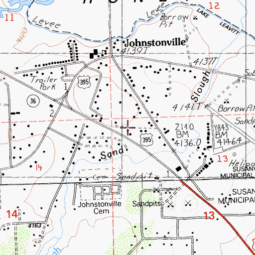 Topographic Map of Johnstonville Census Designated Place, CA