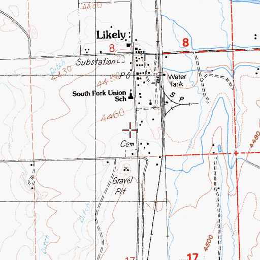 Topographic Map of Likely Census Designated Place, CA
