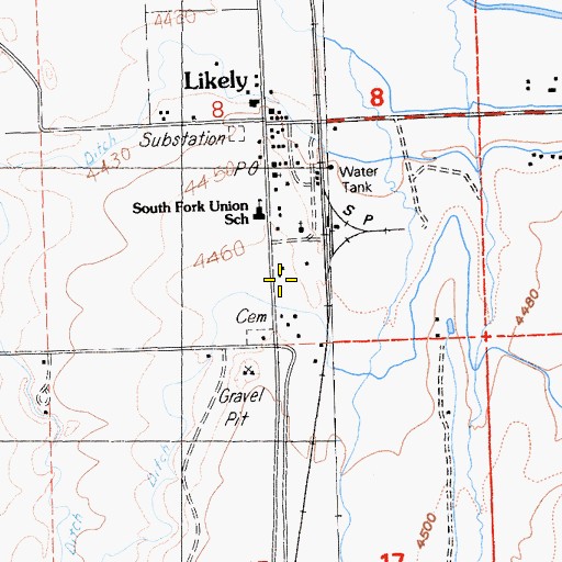 Topographic Map of Likely Census Designated Place, CA