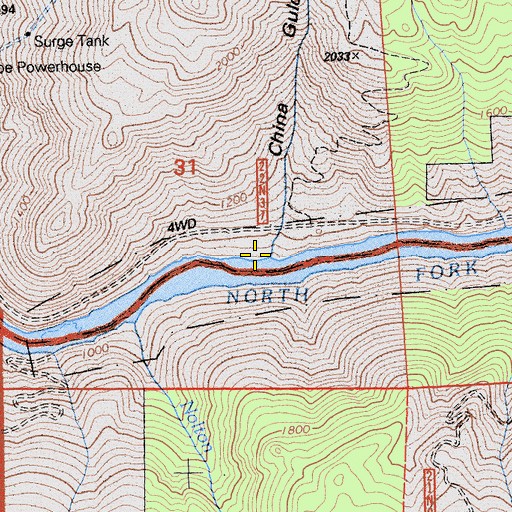 Topographic Map of China Gulch, CA