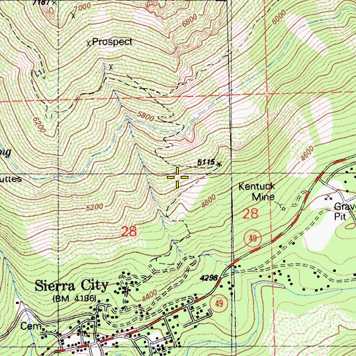 Topographic Map of Sierra City Census Designated Place, CA