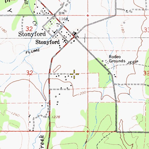 Topographic Map of Stonyford Census Designated Place, CA