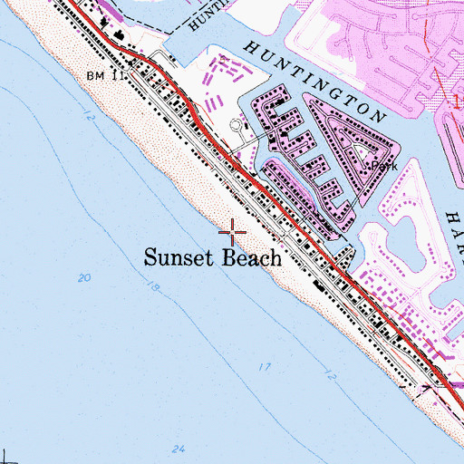 Topographic Map of Sunset Beach Census Designated Place (historical), CA