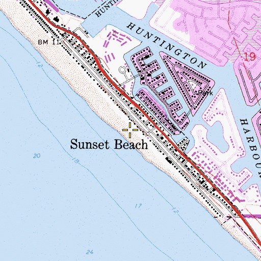 Topographic Map of Sunset Beach Census Designated Place (historical), CA