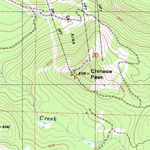 Topographic Map of Chinese Peak, CA