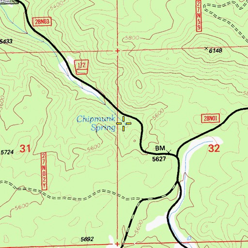 Topographic Map of Chipmunk Spring, CA
