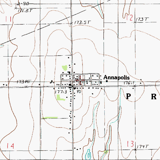 Topographic Map of Annapolis Census Designated Place, IL