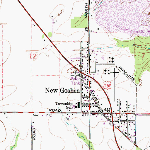 Topographic Map of New Goshen Census Designated Place, IN