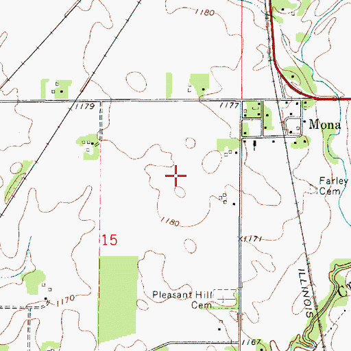 Topographic Map of Mona Census Designated Place, IA