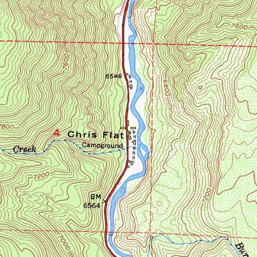 Topographic Map of Chris Flat, CA