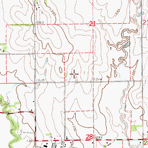 Topographic Map of Ada Census Designated Place, KS