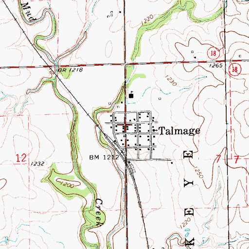 Topographic Map of Talmage Census Designated Place, KS