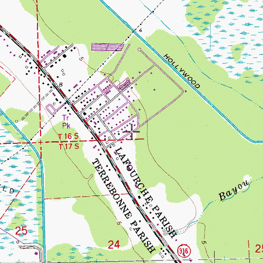 Topographic Map of Bayou Blue Census Designated Place, LA