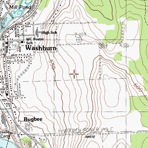 Topographic Map of Washburn Census Designated Place, ME
