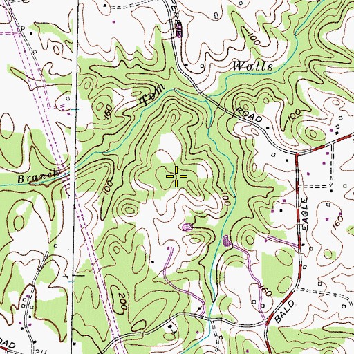 Topographic Map of Baden Census Designated Place, MD