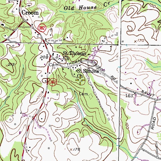 Topographic Map of Croom Census Designated Place, MD