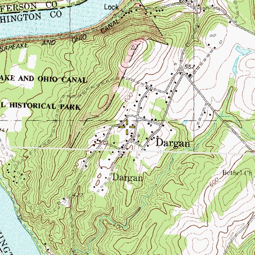 Topographic Map of Dargan Census Designated Place, MD