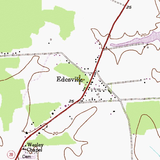 Topographic Map of Edesville Census Designated Place, MD