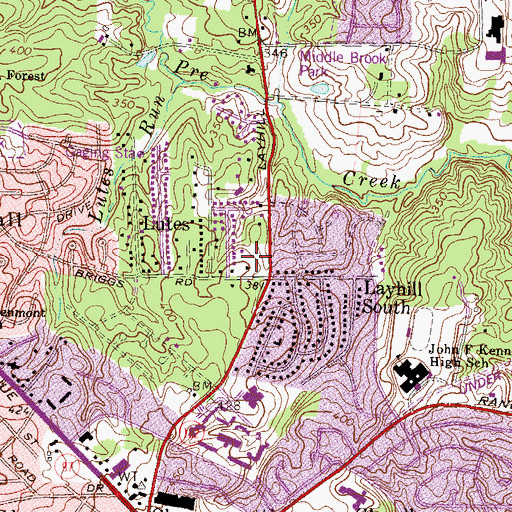 Topographic Map of Glenmont Census Designated Place, MD