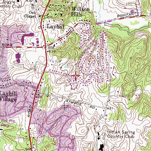 Topographic Map of Layhill Census Designated Place, MD