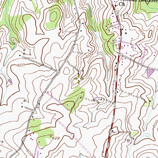 Topographic Map of Monrovia Census Designated Place, MD