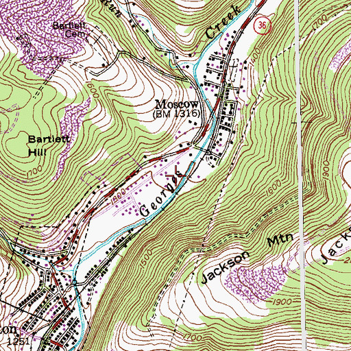 Topographic Map of Moscow Census Designated Place, MD