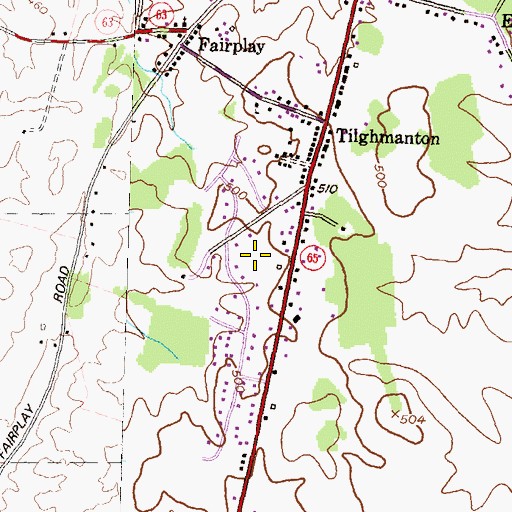 Topographic Map of Tilghmanton Census Designated Place, MD