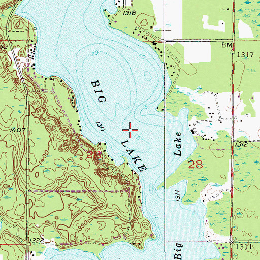 Topographic Map of Big Lake Census Designated Place, MN
