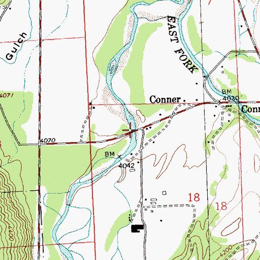 Topographic Map of Conner Census Designated Place, MT