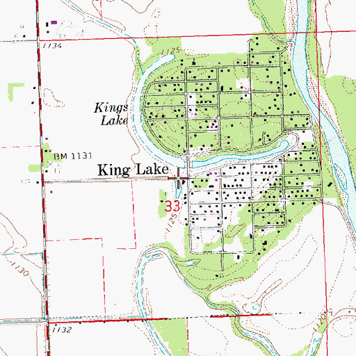 Topographic Map of King Lake Census Designated Place, NE