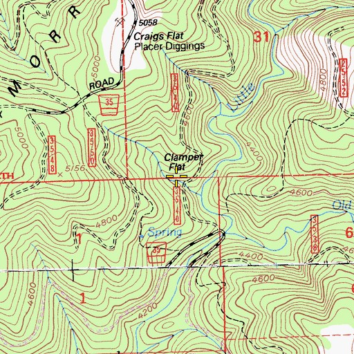 Topographic Map of Clamper Flat, CA
