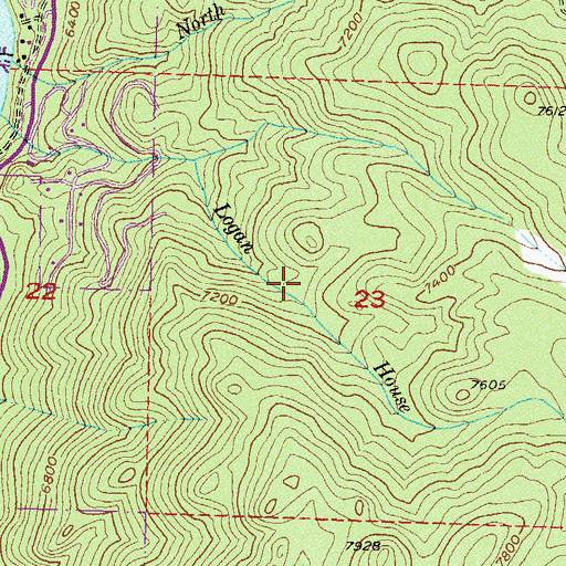 Topographic Map of Logan Creek Census Designated Place, NV