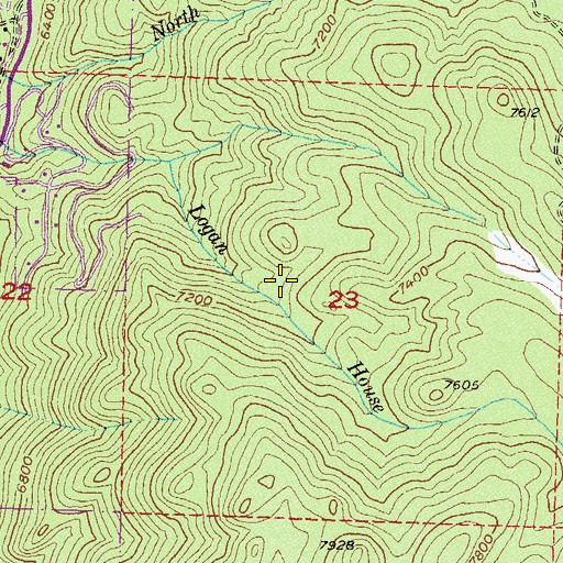 Topographic Map of Logan Creek Census Designated Place, NV
