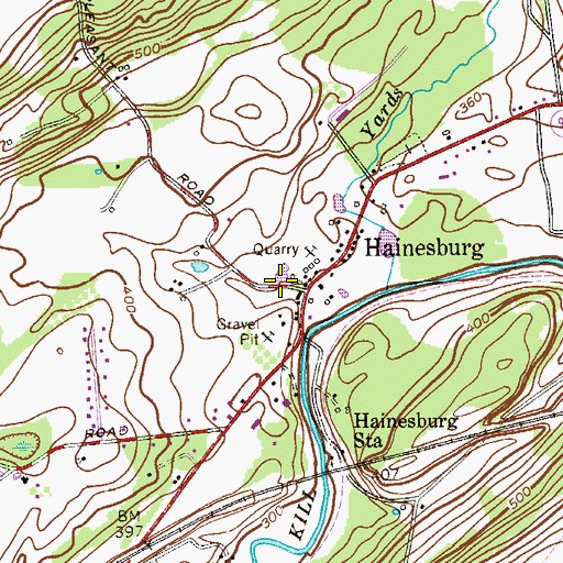 Topographic Map of Hainesburg Census Designated Place, NJ