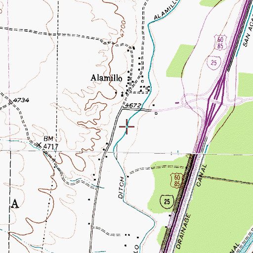 Topographic Map of Alamillo Census Designated Place, NM