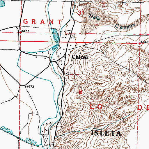 Topographic Map of Chical Census Designated Place, NM