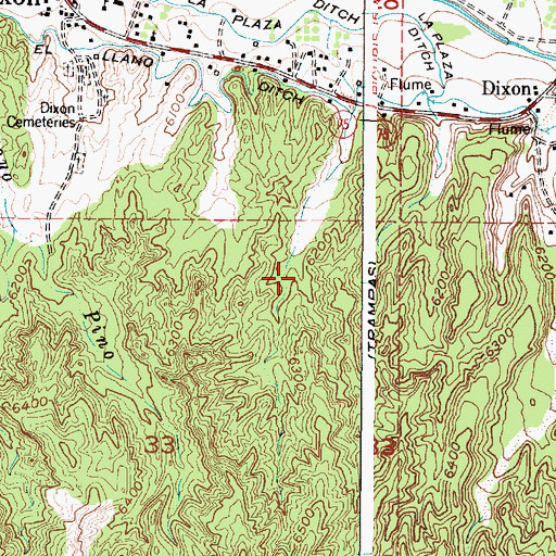 Topographic Map of Dixon Census Designated Place, NM