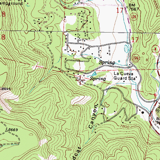 Topographic Map of La Cueva Census Designated Place, NM