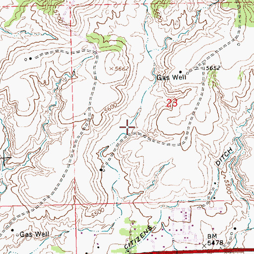 Topographic Map of Lee Acres Census Designated Place, NM