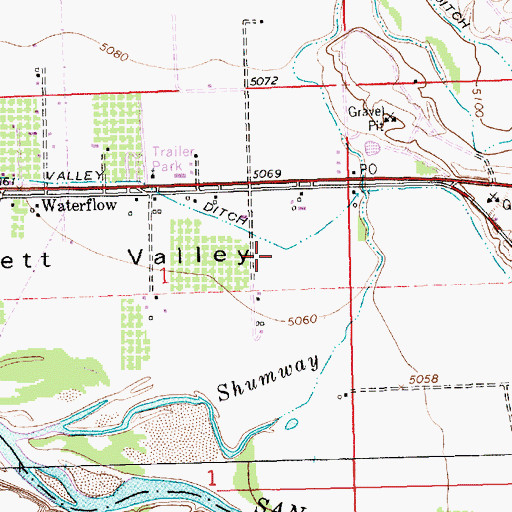 Topographic Map of Waterflow Census Designated Place, NM