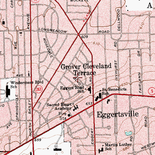 Topographic Map of Eggertsville Census Designated Place, NY