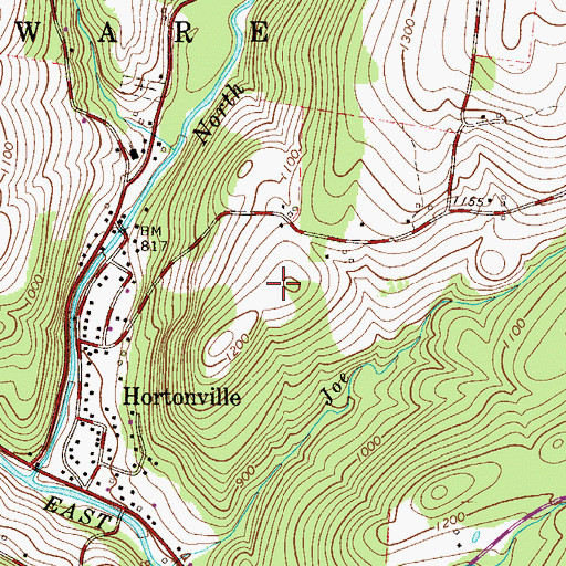 Topographic Map of Hortonville Census Designated Place, NY