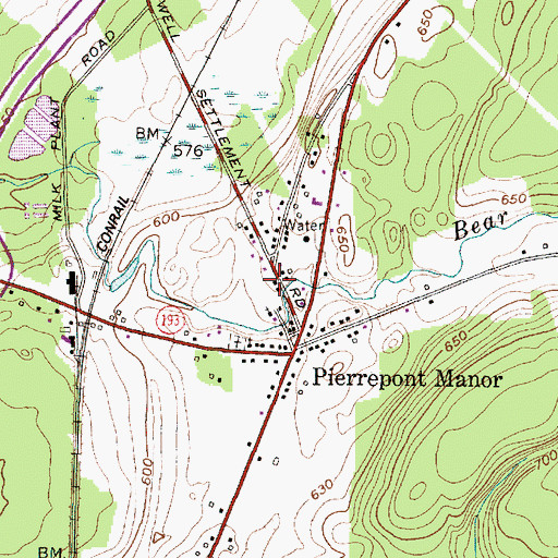 Topographic Map of Pierrepont Manor Census Designated Place, NY