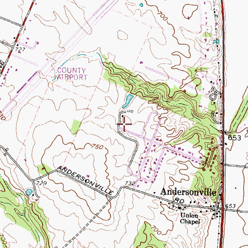 Topographic Map of Andersonville Census Designated Place, OH