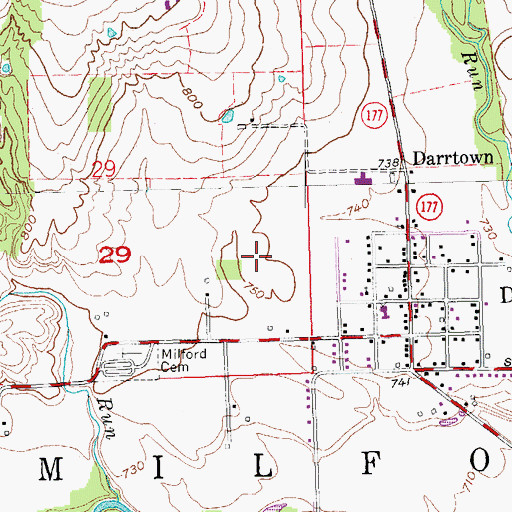 Topographic Map of Darrtown Census Designated Place, OH