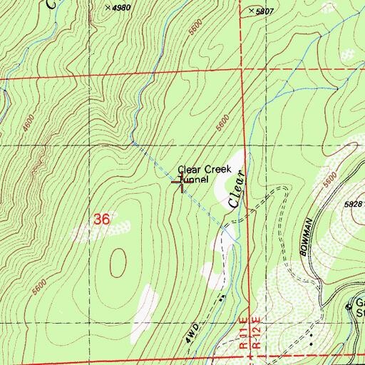 Topographic Map of Clear Creek Tunnel, CA