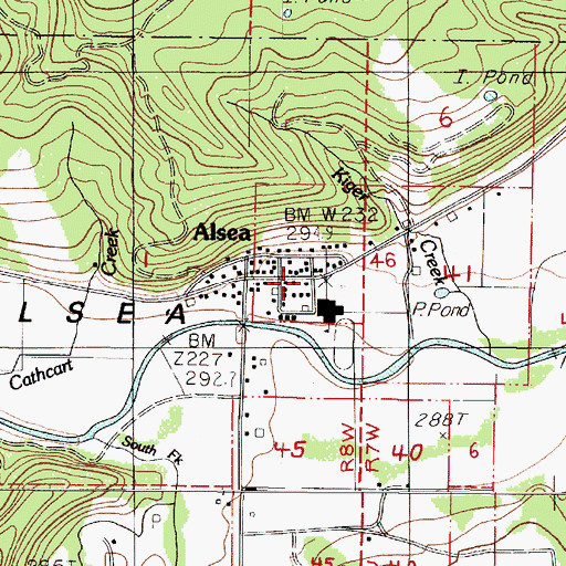 Topographic Map of Alsea Census Designated Place, OR