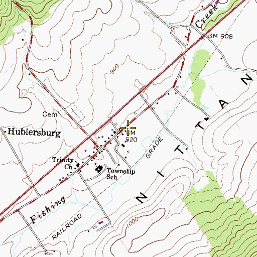 Topographic Map of Hublersburg Census Designated Place, PA