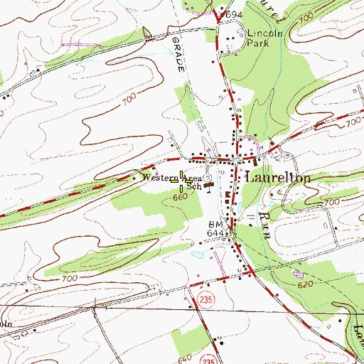 Topographic Map of Laurelton Census Designated Place, PA