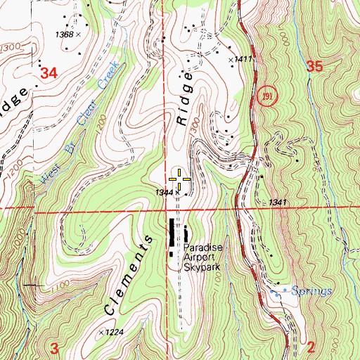 Topographic Map of Clements Ridge, CA
